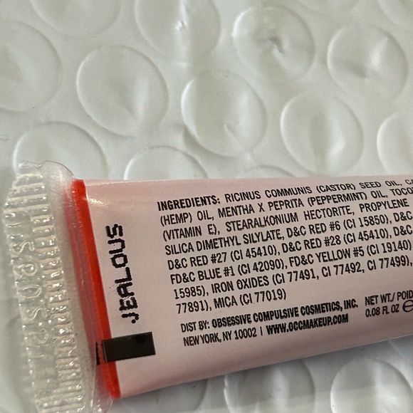 Obsessive Compulsive Cosmetics Vegan Jealous (red-orange shellac) Lip Tar mini - Picture 3 of 4